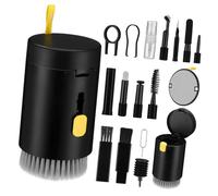 TEHAUX Kit de Nettoyage pour Ordinateur Portable Noir, Brosse Multi-usages pour Clavier et Écouteurs, Outil Électronique Délicat, Rangement Compact pour Appareils Photo et Téléphone