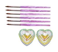 TEHAUX Kit Manucure Nail Art 2 Gobelets en Verre à Couvercle Cœur et 6 Stylos en Acrylique Forme Vague pour Dessin Ongles Professionnel et Usage Personnel