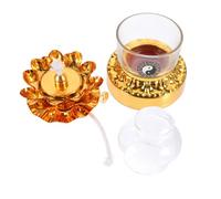 TEHAUX Lampe à Pétrole Bouddhiste Vintage en Alliage, Verre, Réglable | Flamme Résistante au Vent, Pose Stable sur Table, pour Autel Familial, Contemplation, Prières