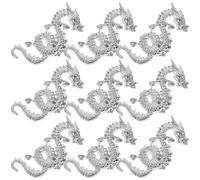 TEHAUX Lot de 10 Breloques pour Ongles Alliage Petit Format Dragon Argenté Décoration Manucure Femmes Nail Art Noël Fête