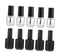 TEHAUX Lot de 10 Flacons de Vernis à Ongles Vides en Verre 15 Ml Rechargeables Pinceau Intégré Transparent et Noir Mat pour Stockage de Vernis Gel et Huiles Cuticules Usage