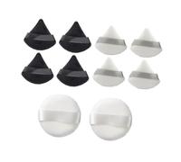 TEHAUX Lot de 10 Houppettes de Maquillage en Coton Blanc 2 Rondes 60X12 MM 4 Triangles Blancs 4 Triangles Noirs Éponges à Maquillage Triangulaires et Rondes Accessoires pour