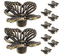 TEHAUX Lot de 10 Petites Poignées de Commode en Métal Finition Bronze Vert Antique, Boutons de Tiroir Décoratifs Vintage pour Armoires, la Cuisine et Meubles, Poignées Simples à Trou