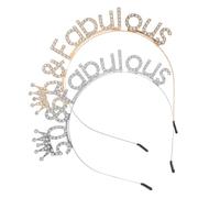 TEHAUX Lot de 2 Bandeaux Couronne D'anniversaire 50 Ans pour Femmes, Diadèmes en Cristal Strass, Accessoires Cheveux Légers et Confortables pour Fête et Célébration