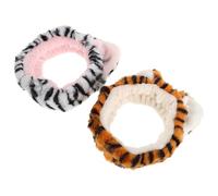 TEHAUX Lot de 2 Bandeaux Duveteux pour Cheveux en Peluche, Doux et Confortables, Design Multifonctionnel Oreilles de Tigre, Lavage Visage et L'application de Masques
