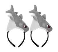 TEHAUX Lot de 2 Bandeaux Requin Gris en Tissu Doux, Serrage-têtes Cosplay pour Maquillage et Spa, Accessoires Cheveux Filles pour Déguisement Fête à Thème Océan, Bandeaux Cosplay Costume