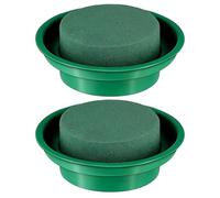 TEHAUX Lot de 2 Bols Ronds en Mousse de Fleur Verte Matériau Pp et Résine Phénolique Pratique et Sûr pour Décoration de Fleur DIY et Boutique