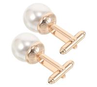TEHAUX Lot de 2 Boutons de Manchette en Perles Blanches Imitation, Accessoires pour Chemise Habillée Homme, Ornements de Poignet de Costume, Clous de Smoking Élégants pour Mariage