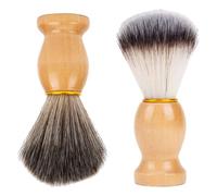 TEHAUX Lot de 2 Brosses de Rasage pour Hommes, Blaireaux à Poils Doux en Fibres Synthétiques, Manches en Bois Naturel, Brosses pour Rasage Manuel et Entretien Barbe, Utilisation Salon