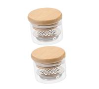 TEHAUX Lot de 2 Coupelles à Ongles en Verre Remplaçable Couvercle Bol à Ongles en Cristal Séparateur en Acier Inoxydable Outil de Nettoyage pour Pinceaux de Nail Art Adapté aux Salons