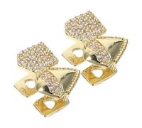 TEHAUX Lot de 2 Grills Dentaires en Zircone Brillante Dorée Canines de Vampire Pointues en V Accessoires Légers pour Costume D’Halloween Cosplay et Look Hip-Hop Décorations Dentaires