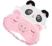TEHAUX Lot de 2 Masques de Sommeil à Motifs Animaux en Peluche Douce, Cache-yeux Souple Rose et Panda Cœur, Masque Pratique Yeux, pour Voyage, Détente et Sommeil Réparateur