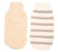 TEHAUX Lot de 2 Moufles de Bain Exfoliants en Lin et Coton pour Gommage Doux Corps, Forme Moderne Absorbant Parfaitement Gel Bain, pour Toilette Quotidienne