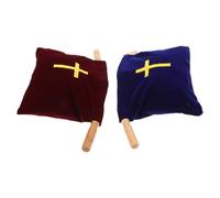 TEHAUX Lot de 2 Paquet à Offrandes en Velours avec Poignées en Bois 44 X 253 CM Porte-Offrandes pour Église Paquet à Argenté pour Communion et Baptême Religieux Rouge et Bleu