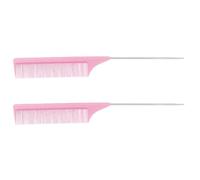 TEHAUX Lot de 2 Peignes à Queue en Fibre Synthétique Légers Massage du Cuir Chevelu, pour Salon et Barbier, Couleur Rose