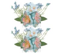 TEHAUX Lot de 2 Peignes Bohème Fleuris Hawaïens en Soie Bleu Épingles à Cheveux Hibiscus Artificielles Accessoire Floral pour Mariage Plage et Fête Tropicale