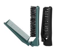 TEHAUX Lot de 2 Peignes Pliables Portables Double Denture pour Cheveux Lisses et Bouclés Petit Format Compact en Noir et Vert Foncé Peigne de Coiffure de Voyage Pratique pour Femmes et