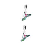 TEHAUX Lot De 2 Pendentifs Kingfisher En Sterling S925 Pour La Fabrication De Bijoux Breloques En Forme D'Oiseau