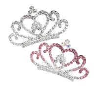 TEHAUX Lot de 2 Petits Diadèmes en Strass pour Filles Peignes à Cheveux Couronne en Métal Argenté Accessoires Coiffure pour Fêtes Anniversaires et École