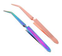 TEHAUX Lot de 2 Pinces à Épiler en Acier Inoxydable, Taille Petite, Pince à Épiler à Prise Inversée, Modelage et Manucure, pour Artisans de Manucure et Loisirs Créatifs, Usage