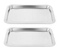 TEHAUX Lot de 2 Plateaux à Tatouage en Acier Inoxydable Moyen Plateau de Table à Tatouer Antidérapant pour Fournitures Tatouage Plateau de Station Professionnel Facile à Nettoyer Usage