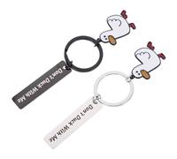 TEHAUX Lot de 2 Porte-Clés en Acier Inoxydable Don’T Duck With Me Design Canard Finition Lisse et Brillante Coloris Acier Inox et Noir Accessoires Suspendus pour Paquet ou Clés