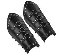 TEHAUX Lot de 2 Protège-Bras en Similicuir Noir Brassards Médiévaux Ergonomiques pour Cosplay Viking et Halloween Accessoires Renaissance Résistants Coutures Renforcées Adaptés aux