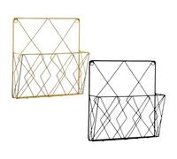 TEHAUX Lot de 2 Rayonnages Muraux en Fer Tressé Noir et Doré, Organisateurs Polyvalents pour Classement de Dossiers et Présentoirs à Livres, pour Bureau et Salle D’étude