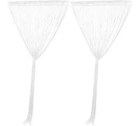 TEHAUX Lot de 2 Rideaux à Fils Blancs en Polyester 1x2m pour Séparation de Porte, Décoration Murale et Occultation pour Salon, Couloir ou Fête d'anniversaire