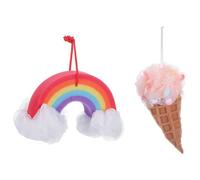 TEHAUX Lot de 2 set de Éponges Glace Loofah de Doux et Exfoliant Corps Gommage Corporel Réutilisable Accessoires de Bain pour Femmes Quotidienne