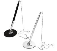 TEHAUX Lot de 2 Stylos à Signature Métalliques Noirs et Argentés Chaîne, Stylo à Bille Vertical Multifonction pour Bureau, Hôtel, Salle de Conférence et Accessoires D’affaires, Écriture