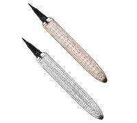 TEHAUX Lot de 2 Stylos Eyeliner Auto-Adhésifs Waterproof Pointe Ultra-Fine Couleur Rose Doré Nacré Strass Argenté Maquillage Longue Tenue Accessoires de Maquillage Regard Précis et