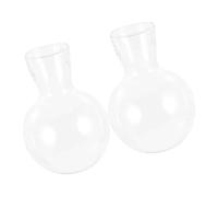 TEHAUX Lot De 2 Vases Suspendus en Verre Borosilicate Transparent pour Terrarium Végétal D'intérieur, Jardinières Hydroponiques Trou, Décorations Bureau Et Maison sur Support en Bois