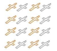 TEHAUX Lot de 20 Pendentifs Croix Creux en Acier Inoxydable Mini Breloques Jésus pour Création de Bijoux DIY Petits Crucifix Argentés pour Bracelets Colliers et Porte-Clés Religieux