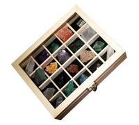 TEHAUX Lot De 20 Spécimens De Pierres Naturelles Multicolores, Boîte De Collection Minéraux Cristaux Bruts, Outil Pédagogique Pour Étude Géologique Et Décoration Intérieure