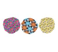 TEHAUX Lot de 3 Bonnets de Nuit en Satin Garçon et Filles, Taille Unique, Doublure Double Couche, Élastique Adaptable, Protège Cheveux, pour Sommeil et Bain, Motifs Cire Jaune, Neige et Rose Fuchsia