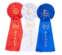 TEHAUX Lot de 3 Médailles pour Concours et Événements Sportifs avec Rubans aux Trois Couleurs Rouge Blanc Bleu - Médailles de Récompense pour Remise de Diplômes Excellence Scolaire et