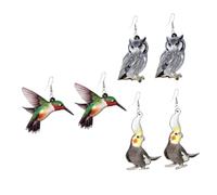 TEHAUX Lot de 3 Paires de Boucles d'Oreilles Pendantes en Acrylique Léger à Motif d'Oiseaux Boucles d'Oreilles Créatives Femmes Accessoires Élégants pour Fêtes et Usage Quotidien