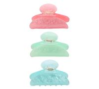 TEHAUX Lot de 3 Pinces à Cheveux Griffes Antidérapantes en Acétate 8,4 Cm Pinces Requin pour Cheveux Moyens, Bouclés ou Épais, Accessoires Coiffure Féminine Polyvalents, Rose, Vert
