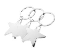 TEHAUX Lot de 3 Porte-Clés Pendentifs en Métal d'Étoile à Cinq Branches Couleur Argenté Accessoires Créatifs pour Paquet et Clés pour Décoration et Usage Quotidien