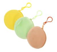 TEHAUX Lot de 3 Porte-Monnaies en Peluche Ronds Multicolores, Paquet à Main Mini Léger, Étui pour Écouteurs, Fermeture Éclair Sécurisée, pour Femmes et Garçon et Filles, Accessoires