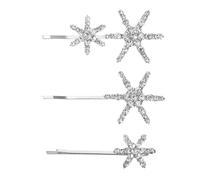 TEHAUX Lot de 3 set de Barrettes à Cheveux Étoile en Strass Argenté Pince à Cheveux Étoile pour Femme Accessoires Coiffure Brillants pour Mariage Photographie et Occasions Spéciales