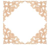 TEHAUX Lot de 4 Appliques Décoratives en Bois Sculpté, Moulures D’angle Baroques 15x15 Cm, Revêtements pour Meubles, Autocollants pour Armoires, Décoration Intérieure Bois pour Meubles