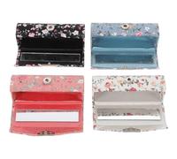 TEHAUX Lot de 4 Boîtes à Rouge à Lèvres Brodées en Tissu Motifs Fleuris Organisateur Compact pour Cosmétiques Couleurs Noir Blanc Bleu et Rose pour Rangement à Domicile