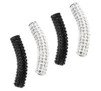 TEHAUX Lot de 4 Boucles de Lacets Ornées de Cristaux Tubes de Lacets Décoratifs Noirs et Blancs Soi-Même Résistants à L'Usure Personnalisation de Chaussures