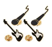 TEHAUX Lot de 4 Broches en Alliage Épingles Guitare et Microphone Accessoires Décoratifs pour Vêtements Style Rock pour Fêtes et Usage Quotidien