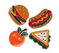 TEHAUX Lot de 4 Broches Mignonnes Hamburger, Hot-dog et Sandwich en Alliage Léger, Épingles Décoratives pour Paquet à Dos, Vêtements et Chapeaux, Accessoires Food Badges Amusants