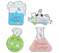 TEHAUX Lot de 4 Broches pour Vêtements en Alliage sur Thème Chimie Épingles de Revers Créatives en Émail Insignes Décoratifs pour Paquet Vestes et Chapeaux