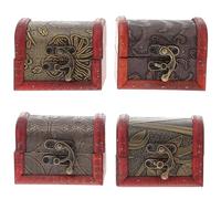 TEHAUX Lot de 4 Coffres à Bijoux Vintage en Bois avec Serrure en Métal Boîte de Rangement Décorative pour Colliers et Montres Organisateur Compact pour Bijoux Précieux