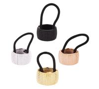 TEHAUX Lot de 4 Élastiques Fins pour Cheveux Bandeau pour Queue de Cheval Support de Coiffure en Métal Finition Brillante Noir Rose Doré Or Clair et Argenté Accessoires Coiffure